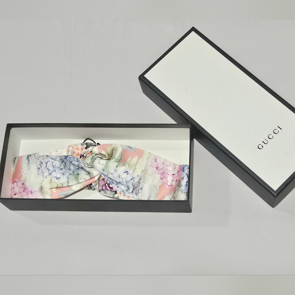 Gucci Floral Silk Headband with Box & Tag